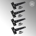 thumbnail image 2 of Renovators Supply 5 in. Black T Strap Shed Door Hinge Flush Mount Cast Iron Barn Door Shed Hinge w/Hardware, Pack of 4, 2 of 5