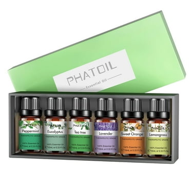 PHATOIL Aromatherapy Essential Oils Gift Set for Diffusers Humidifier 100% Pure Natural Massage Bath Sleep Relaxation (10ml 6-Pack)