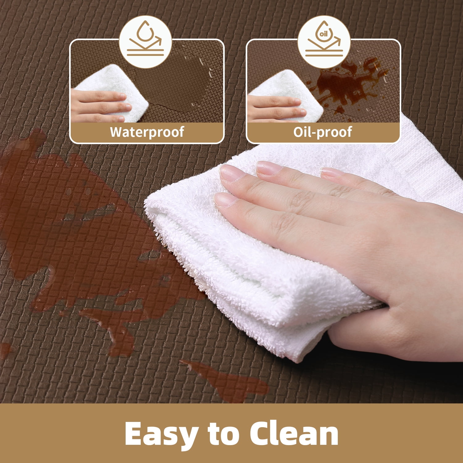 PABUBE Kitchen Rug and Mat Kitchen Mat Anti Fatigue, Non Slips Kitchen Floor Mat, Kitchen Rug or Mat Washable, 17"x 29", Brown
