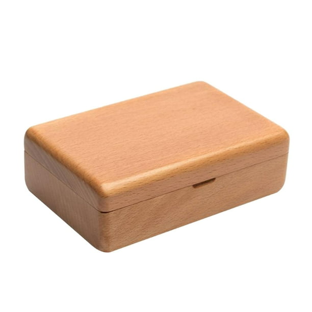 Caja organizadora rústica de madera para guardar anillos, collares, colgantes y pulseras. Haya