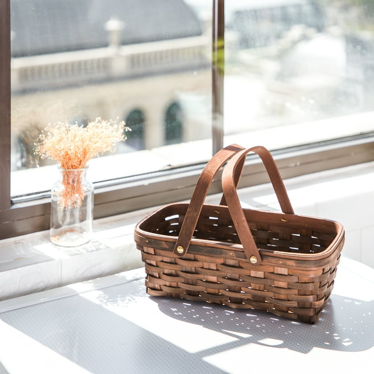 Mainstays Woodchip Storage Basket with Handles, Dark Brown