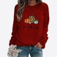 thumbnail image 1 of DPTALR Femmes Confortable Décontracté Courge à Lettres Imprimées Chandail à Col Rond Manches Longues T-Shirt Blouse Hauts, 1 of 3