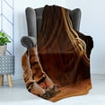 thumbnail image 4 of Western Soft Flannel Fleece Throw Blanket, American Style Cowboy Wild West Culture Sports Team Roping Barn Print, Cozy Plush for Indoor and Outdoor Use, 50" x 70", Umber Brown, by Ambesonne, 4 of 5