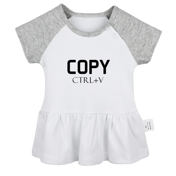 Copy From Dad ctrl V Funny Dresses For Baby, Newborn Babies Skirts, Infant Princess Dress, 0-24M Kids Graphic Clothes (Gray Raglan Dresses, 18-24 Months)