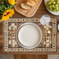 thumbnail image 4 of Brown Boho Placemats Set of 4, Retro Western Rustic Ethnic Tribal Patterns Placemats for Dining Table, Place Mats for Kitchen Tabletop, Waterproof Wipeable Dining Table Mats Set, 4 of 9