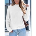 thumbnail image 6 of Women High Neck Oversized Sweaters Batwing Long Sleeve Pullover Loose Chunky Knit Jumper White XXL, 6 of 8