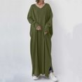 thumbnail image 4 of Suéter de mujer de otoño e invierno con cuello en V, sencillo y holgado, informal, de una pieza, elegante, vestido largo, 4 of 4