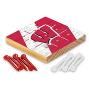 Wisconsin Badgers  4.25" x 4.25" Wooden Travel Sized Tic Tac Toe Game - Toy Peg Games - Family Fun