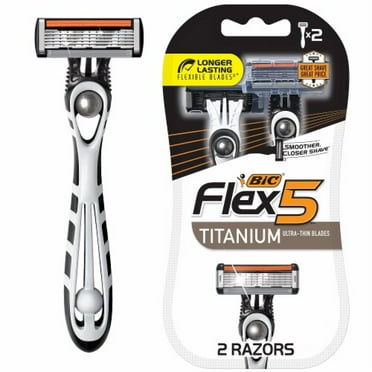 2X - BIC Flex5 Men's Titanium Ultra-Thin Blades Disposable Razors 2 pk