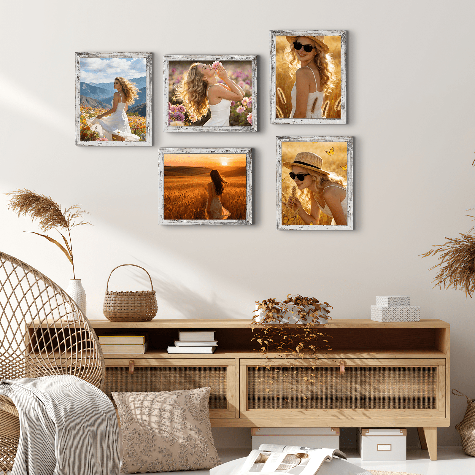 8x10 Picture Frames Set of 15, Farmhouse Wood Photo Frame 8 by 10 for Wall or Tabletop Display, Distressed White