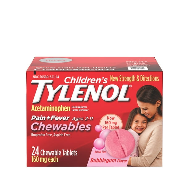 Children's Tylenol Chewables, 160 mg Acetaminophen, Bubble Gum, 24 ct