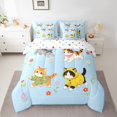 thumbnail image 3 of Manfei Cartoon Kitten Cat King Bedding, Rustic Floral King Bed in a Bag, Sky Blue, Polkadot Reversible, 7-Piece, 3 of 6