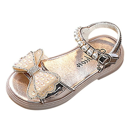 

Girls Summer Princess Shiny Pearl Bow Knot Shoes For Kids Children Ash Slides