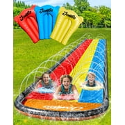 Jambo Premium Slip Splash and Slide with 3 Bodyboards, Heavy Duty Water Slide with Advanced 3-Way Water Sprinkler System