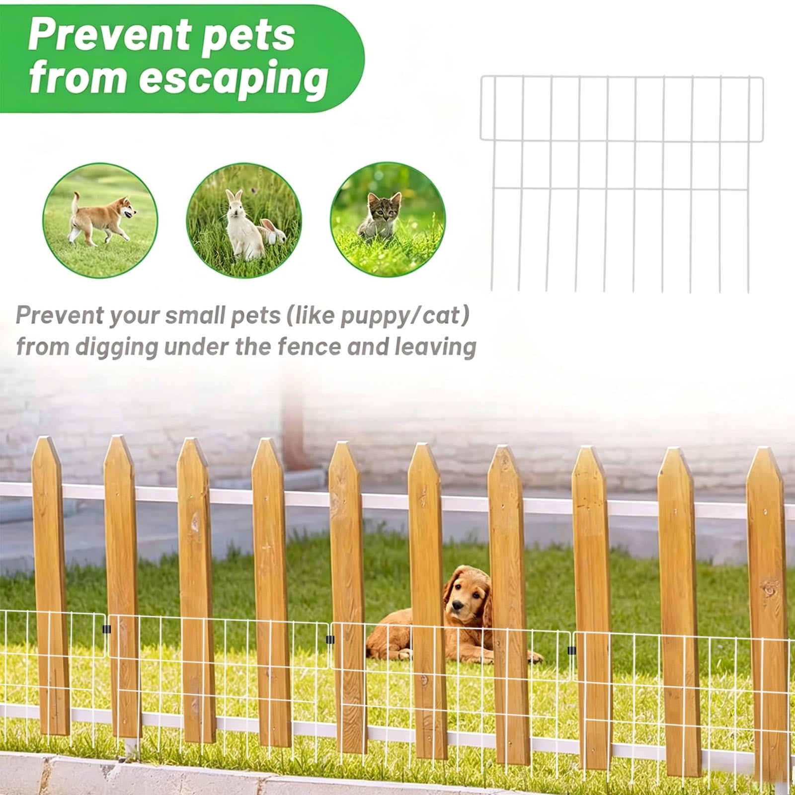 Metal Garden Fences Outdoor Horticultural Fencing, Heavy Duty Courtyard Fences for Animal Barriers, Decorative Iron Garden Border for 4th of July Decorations, Rust Proof and Easy Install