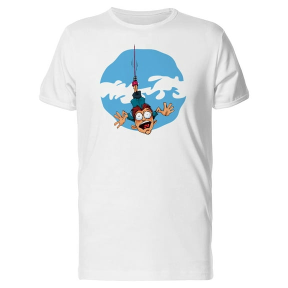 Cartoon Bungee Jumper In The Sky Tee Men's -Image by Shutterstock