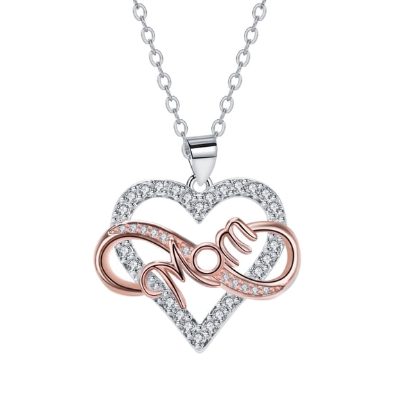 RYNSITO Mother's Day Gifts for Women, I Love You Mom Necklace Sterling Silver Infinity Heart Mom Necklace, Jewelry Gifts for Mom Mother Nana Wife Daughter