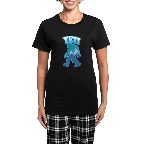 CafePress - Yeti Mountain Scene Pajamas - Women's Short Sleeve Print T-Shirt and Pants Dark Cotton Pajama Set