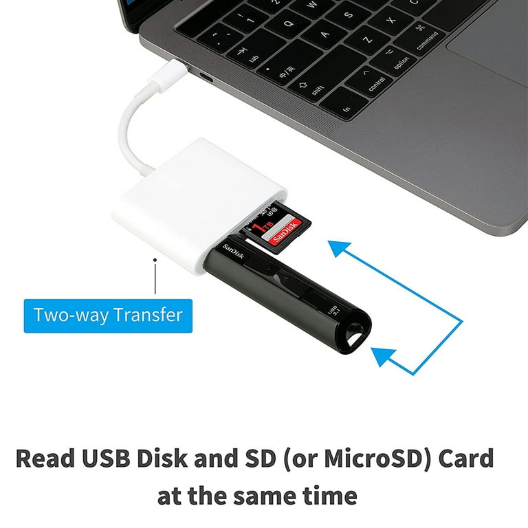 USB C SD Card Reader Adapter, Fermoved Type C Micro SD TF Card Reader  Adapter, 3 in 1 USB C to USB Camera Memory Card Reader Adapter for New Pad  Pro