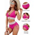 thumbnail image 2 of YourLovely Women High Waisted Bikini Sets Tummy Control Swimsuits Color Block Two Piece Drawstring Bathing Suit, 2 of 5