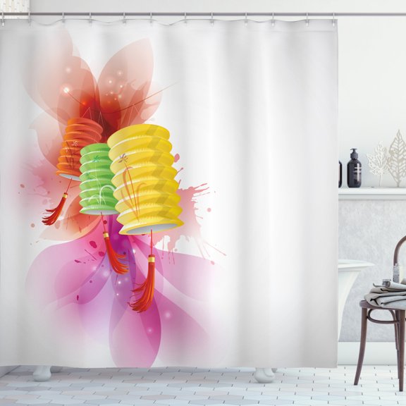 Ambesonne Colorful Shower Curtain, Folk East Culture Festival, 69"Wx70"L, Multicolor