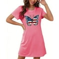 thumbnail image 4 of Mrat Womens Pajama Dress Women's Oversized Short Nightgown Fashion 4th of July Print Short Sleeve Nightdress S-109 Hot-Pink XL, 4 of 7