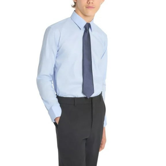 Kenneth Cole Youth Size 10 Long Sleeve Dress Shirt & Tie, Light Blue