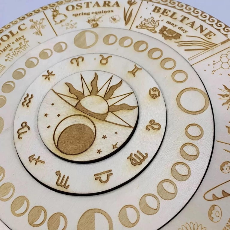 Jiyugala Desktop Decor Wheel of The Year Calendar Annual Wheel Wood Sign  12x12 Inch Sabbats Witch Sign Wiccan Holidays Calendar Christmas Altar  Celestial Sign Vintage Handmade - Walmart.com