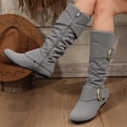 thumbnail image 6 of GJPBGK Women’s Boots Knee High Slouchy Boots Suede Faux Fur Lined Side Zipper Buckle Winter Fashion Boots, 6 of 9