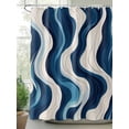 thumbnail image 2 of Fsddascl Geometric Blue Shower Curtain Set - 66" x 72" Washable Bathtub Curtain with 12 Hooks, Vintage White Stripe Coastal Sea Wave Waterproof Fabric Stall Shower Curtains for Bathroom/Bathtub, 2 of 6