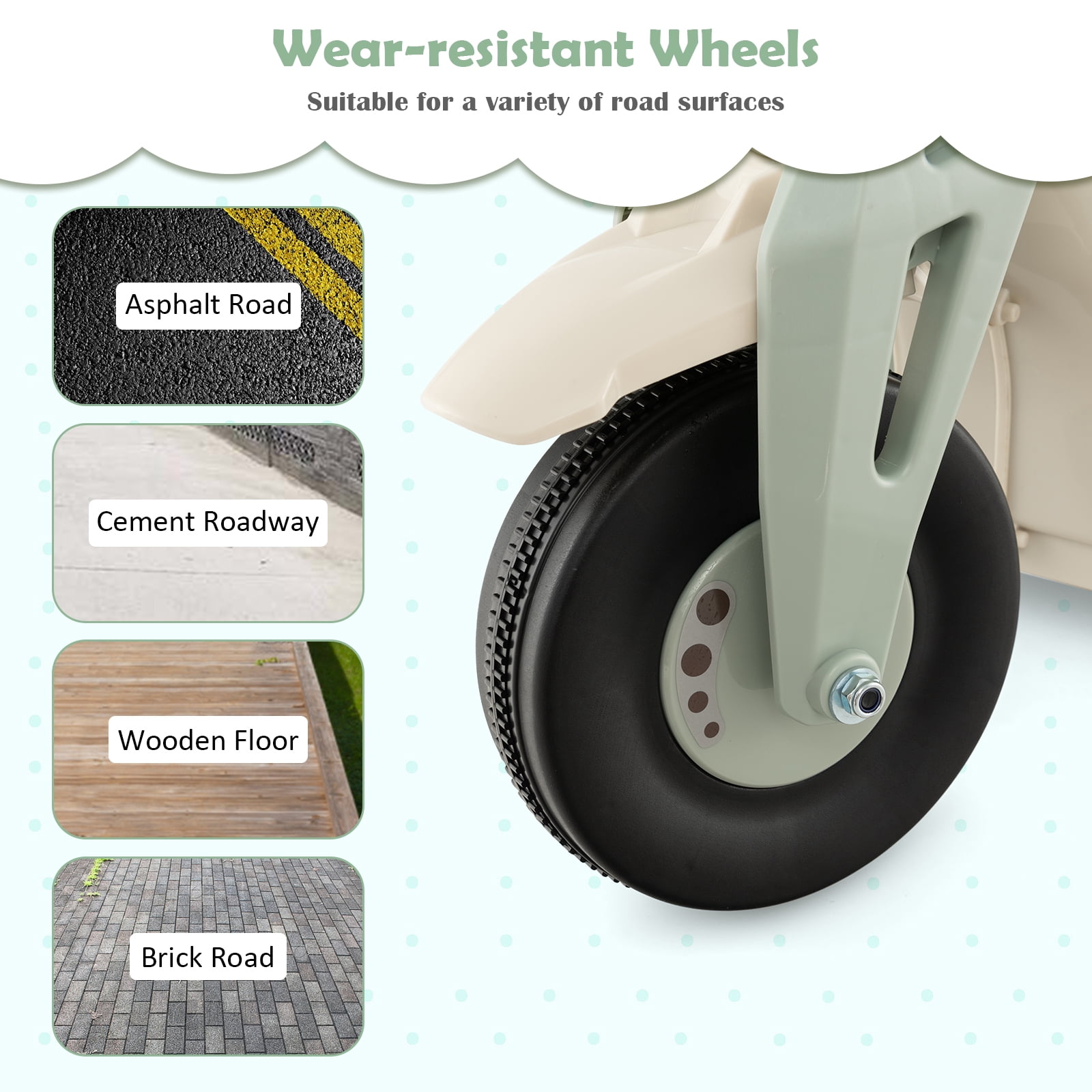 Costway 6V Kids Bubble Car Electric Ride on Motorcycle with Music Button & LED Headlight Beige