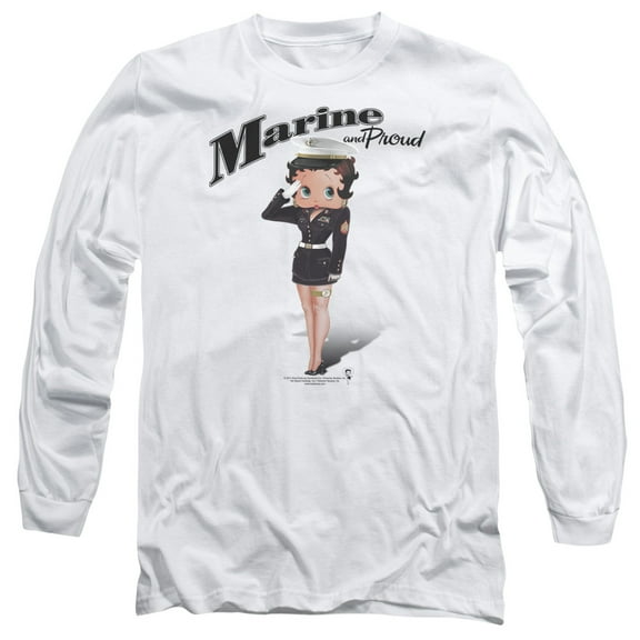 Betty Boop Marine Boop Long Sleeve T-Shirt Adult 18/1 White