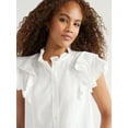 thumbnail image 4 of Free Assembly Women’s Cotton Ruffle Shirt with Short Sleeves, Sizes XS-XXL, 4 of 5