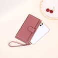 thumbnail image 1 of Cartera larga de moda portátil, monedero con cremallera de color sólido con muñequera, monedero simple, 1 of 3