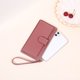 thumbnail image 4 of Cartera larga de moda portátil, monedero con cremallera de color sólido con muñequera, monedero simple, 4 of 4