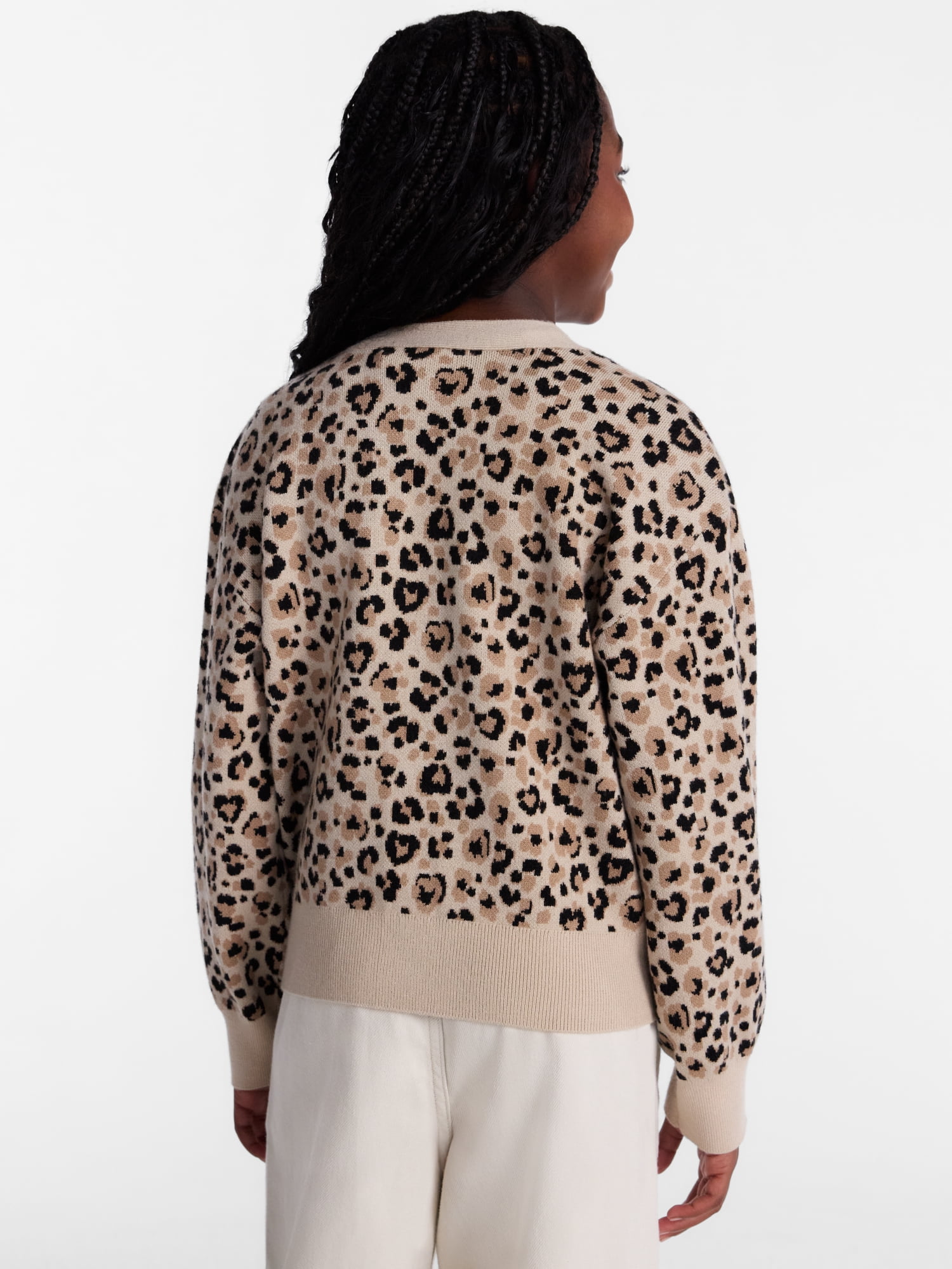 Wonder Nation Girls' Button Front Cardigan Sweater with Long Sleeves, Sizes 4-18 & Plus