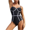 thumbnail image 1 of Bikini de color sólido a la moda para mujer, traje de baño minimalista con tirantes de color sexy para mujer Fridja  nalpqowj24130, 1 of 9