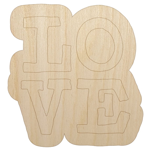 Love Text Stacked Wood Shape Unfinished Piece Cutout Craft DIY Projects - 4.70 Inch Size - 1/4 Inch Thick