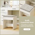 thumbnail image 4 of Vanity Desk with Mirror and Lights, Dressing Table with Charging Station & 4 Drawers Makeup Vanity with Stool, Bedroom Makeup Vanity Set for Girl, Teen, Women,White, 4 of 7