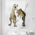 thumbnail image 1 of Dinosaur Tapestry, Tyrannosaurus Rex Pair Facing Off Ferocious Creatures Prehistoric Predators, Fabric Wall Hanging Decor for Bedroom Living Room Dorm, 5 Sizes, Ivory Brown Grey, by Ambesonne, 1 of 1