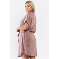 thumbnail image 3 of Plus Light Brown Acid Wash Print Self-tie Waist Detail Mini Dress 1XL, 3 of 3