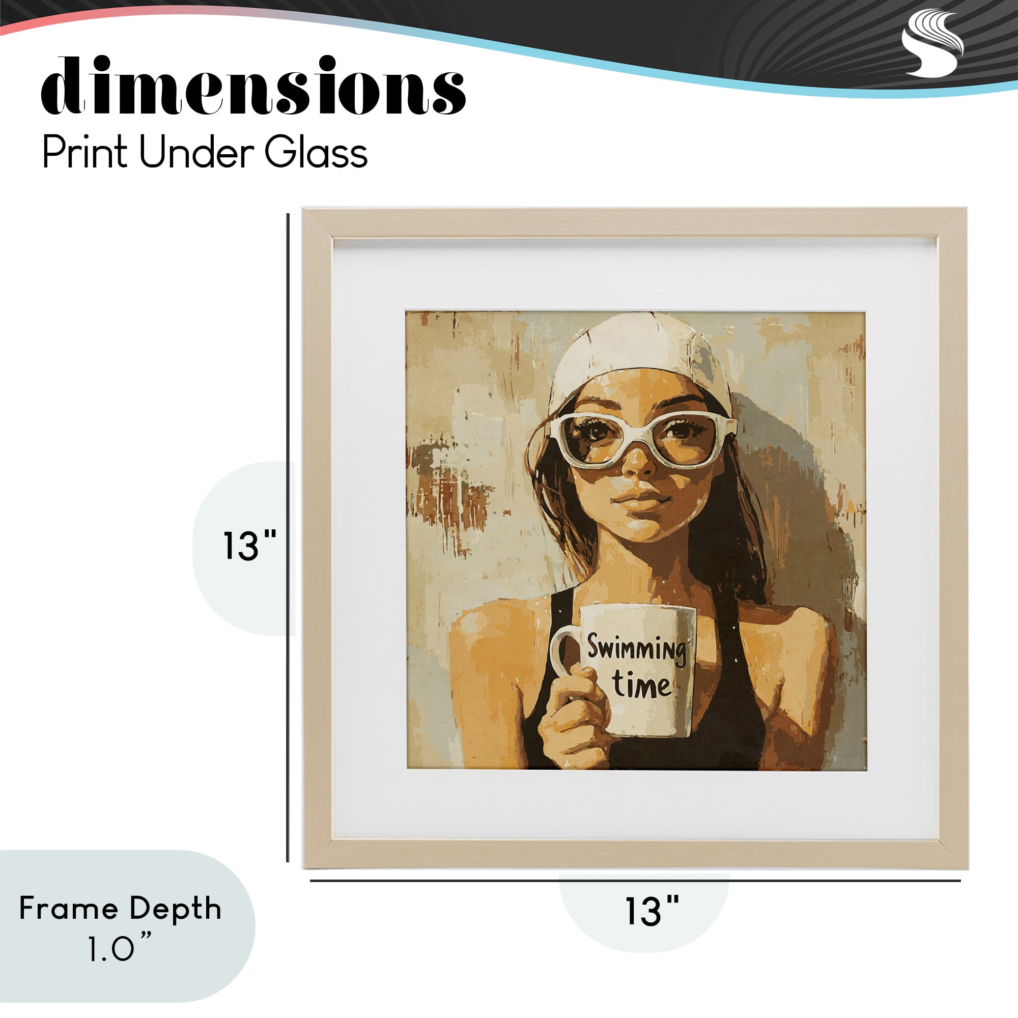 Stupell Industries Swimming Mug Girl Birch Framed Print Under Glass, design by Layla Oz