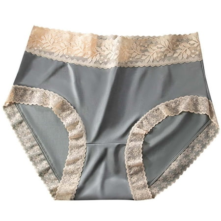 

TAIAOJING Thongs For Women Comfortable Playful Traceless Ice Silk High Waist Silk Cotton Crotch Triangle Underwear Panties Brief