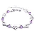 thumbnail image 1 of Pulsera de plata de ley 925 para mujer, pulseras chapadas en oro con circonio, regalo de aniversario de corazón para mujer, regalo de mamá, 2 piezas, 1 of 4