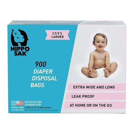Hippo Sak Antibacterial Diaper Disposal Bags 900 Count White