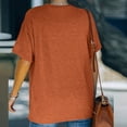 thumbnail image 4 of HAPIMO Women's Trendy Cotton Linen Loose Tops Clearance Summer Solid Color Short Sleeve Drop Shoulder Crew Neck Pullover for Teen Girls Elegant Casual Relaxed Blouses Orange L, 4 of 7