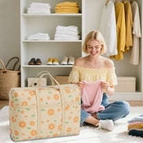 CYBIBO Large-Capacity Clothing and Quilt Storage Bag Storage Bags for Blanket, Comforter, Winter Clothing, Dustproof Handheld Moving Bags with Double Zipper for Saves Travel Space, L