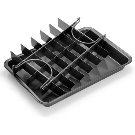 

Elbee Home Professional Brownie Baking Pan Includes Browny Divider for Perfectly Cut Brownies Every Time Durable Carbon Steel 13 Inch Non Stick Easy Clean