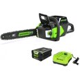 thumbnail image 1 of Greenworks 80V 16 Pouces Scie à Chaîne Sans Fil Sans Balais (Idéal pour l'Abattage d'Arbres, l'Élagage, la Taille et le Bois de Chauffage / 75+ Outils Compatibles), Batterie 2,0ah et Chargeur Inclus, 1 of 11