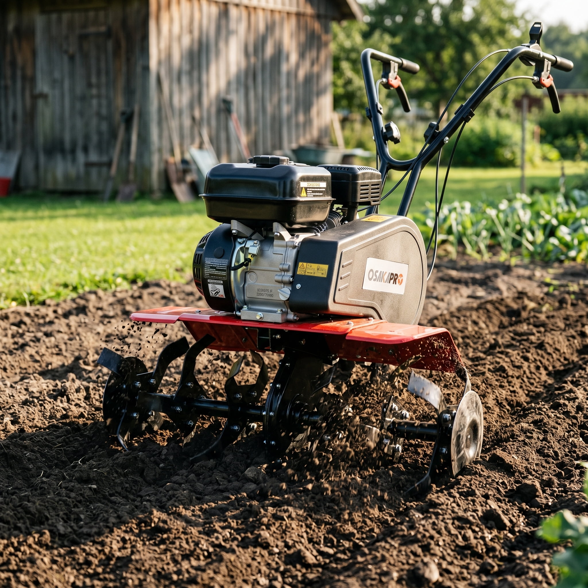 Heavy Duty Gas Garden Tiller, 7HP 212CC Engine, 32.5in Wide 10in Deep Cultivator with 6 Blades for Soil Preparation